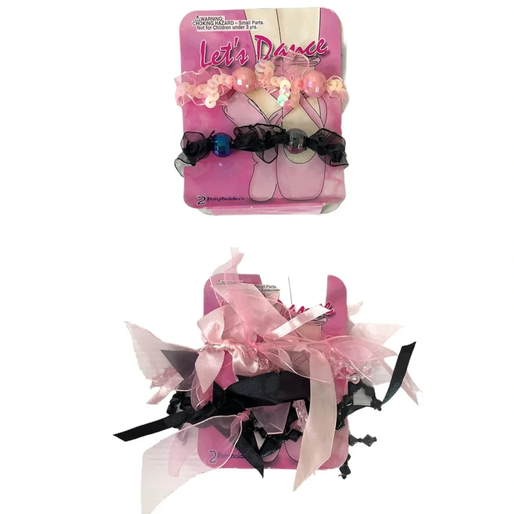 Little Girls Hair & Beauty Bundle Press On Nails Accessories Gift Set Black Pink